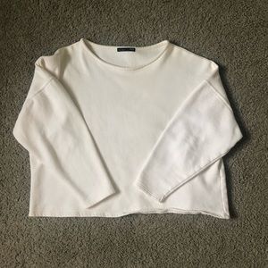 Zara Boxy Fit Cream Colored Crewneck Sweater